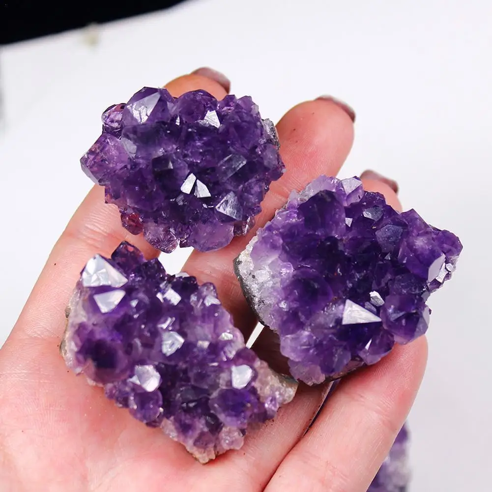 

Natural Amethyst Quartz Geode Druzy Crystal Cluster Specimen SUN Healing J5B6
