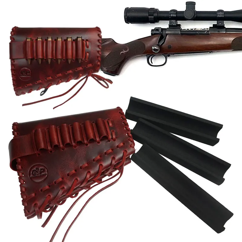 

Tactical Shotgun Buttstock Leather Rifle Cheek Rest Pad Ammo Pouch Cartridge With 3pcs EVA Foam Hunting Gun Accessories