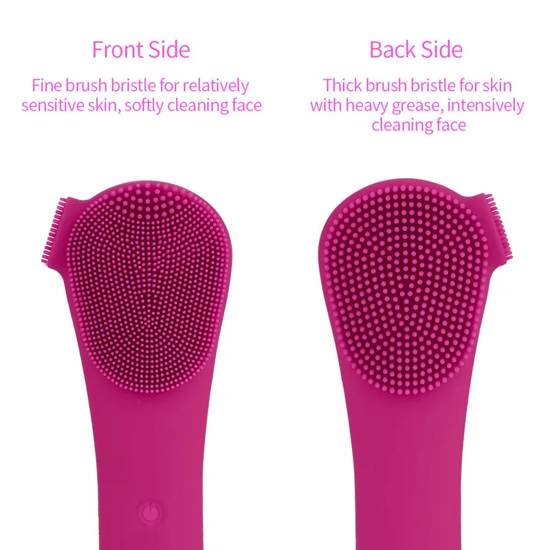 

Waterproof USB Rechargeable Ultrasonic Face Cleansing Brush Silicone Skin Peeling Facial Washing Cleanser Skin Massager