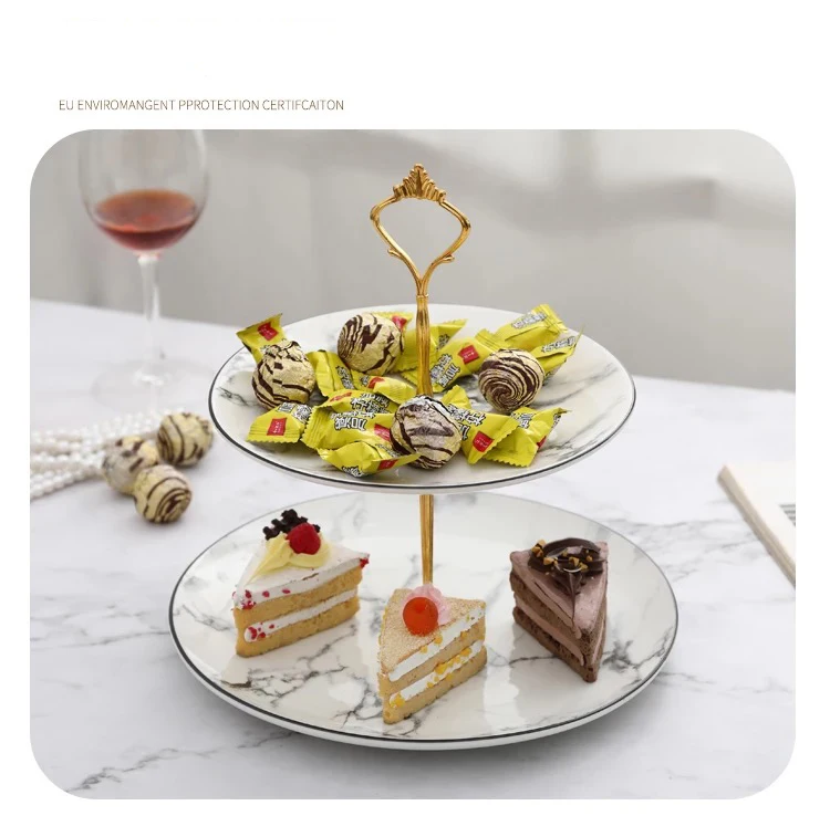 

Europe Marble Black Inlay Fruit Plates Snack Dishes Cake Plate Candy Dish Porcelain Tray Ceramic Tableware Decoration Bone China