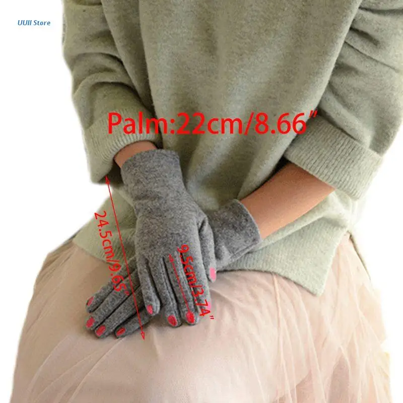 

Womens Winter Faux Wool Touch Screen Gloves Embroidery Nail Pattern Warm Mittens