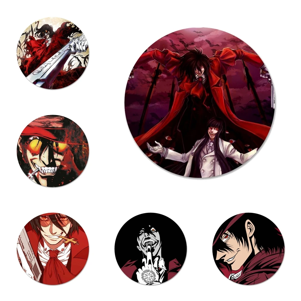 

Anime Hellsing Alucard Fan Icons Pins Badge Decoration Brooches Metal Badges For Clothes Backpack Decoration 58mm