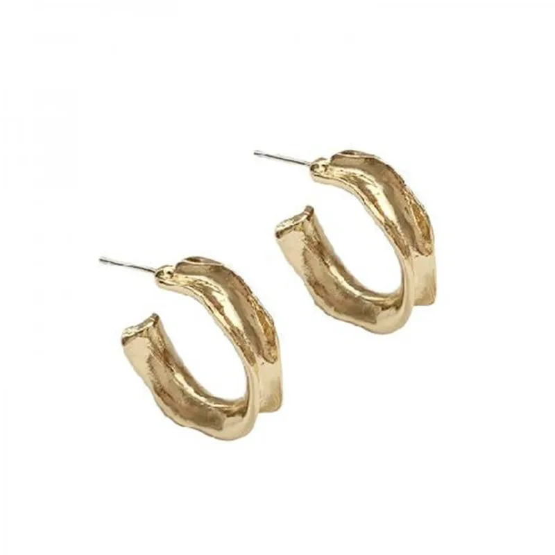 Модные металлические серьги кольца неправильной формы для женщин корейские