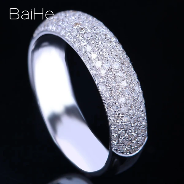 BAIHE, 14 к, белое золото, 0.55CT, сертифицировано H/SI, круглая огранка, натуральные бриллианты, ювелирное изделие, хорошее, свадебное, модное, женское, подарочное кольцо