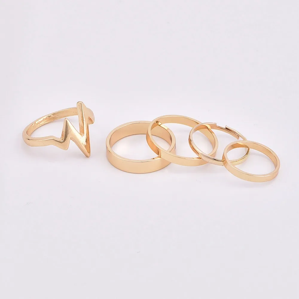 5pcs/set Hot Sale Rings jewelry Lightning waves finger ring set gift for women girl #264846 | Украшения и аксессуары