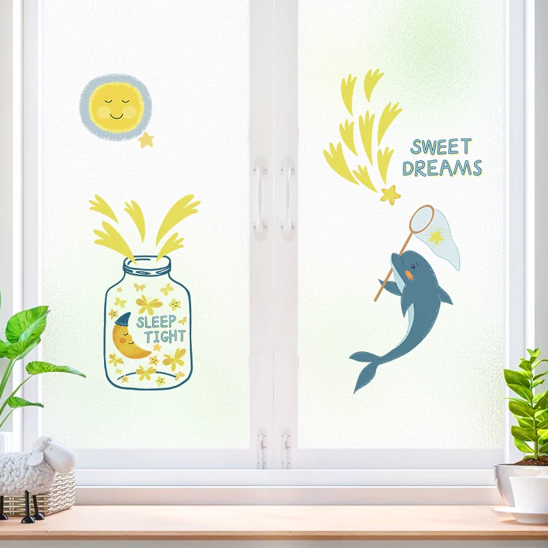

Cartoon Cute Decoration Window Film Anti-peep Frosted Stickers for Kitchen Bathroom Toilet Door Film Privacy Glass Sticker
