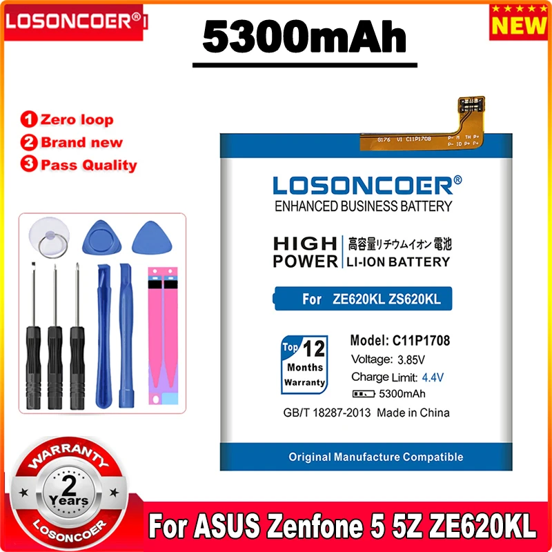 LOSONCOER 5300 мА/ч C11P1708 батарея для ASUS Zenfone 5 5Z ZE620KL X00QD ZS620KL Z01RD Мобильный телефон