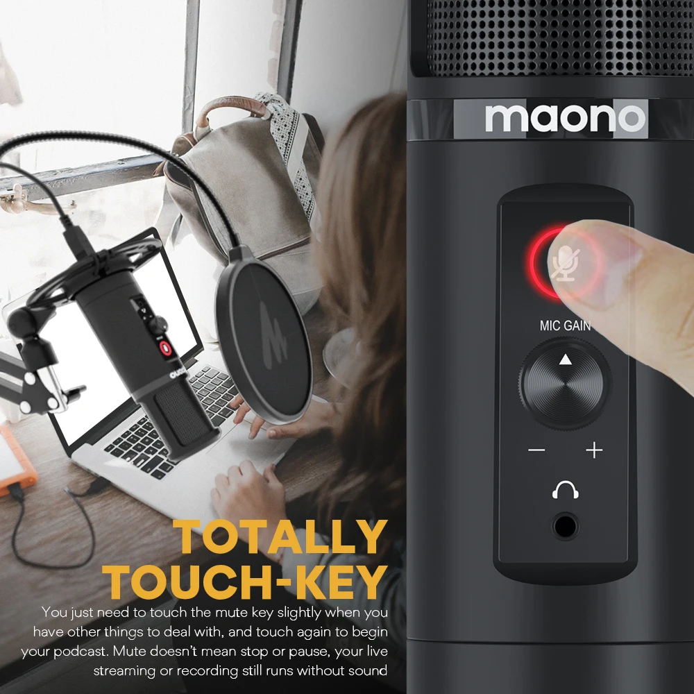 Профессиональный конденсаторный USB микрофон MAONO кардиоидный компьютерный с
