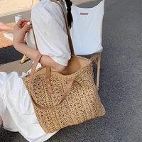 high capacity large summer beach straw shoulder bags 2021 simple luxury brand fashion travel ladies handbags top handle totes