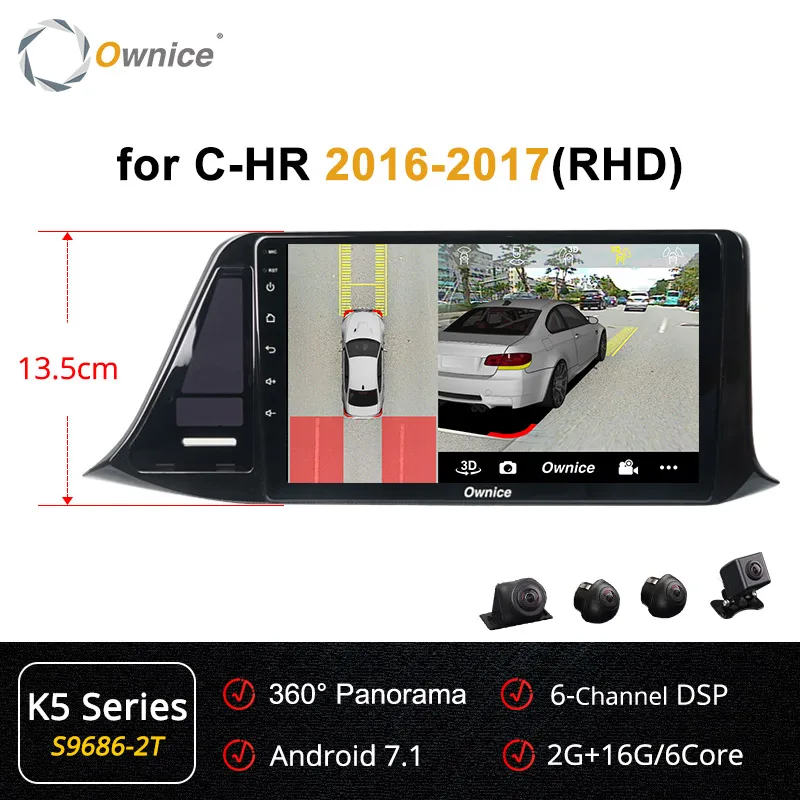 S9686-2 K5 Ownice автомобильный dvd для Toyota C-HR C HR K3 K5 K6 Car Android 9,0 Радио Аудио gps плеер Navi Стерео Мультимедиа 4 аппарат не привязан к оператору сотовой связи - Цвет: S9686-2 K5