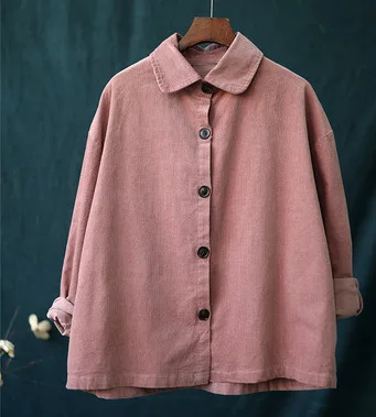 Женские куртки осеннее Ретро свободное кордовое пальто 2019 новые женские топы