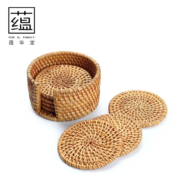 

Simple Atmosphere Handmade Rattan Coaster Pot Mat Heat Proof Mat Pot Tray Tea Pot Base Cup Mat Home Decoration Accessories