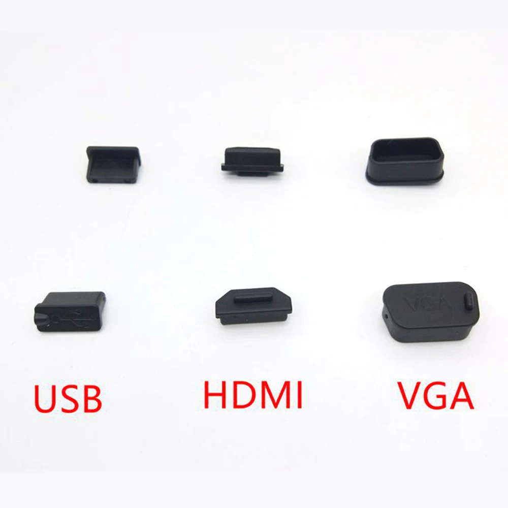 Купи 5/20/50/100PCS Protective USB HDMI VGA Port Cover Anti-Dust Black PVC Rubber Waterproof Plug за 74 рублей в магазине AliExpress