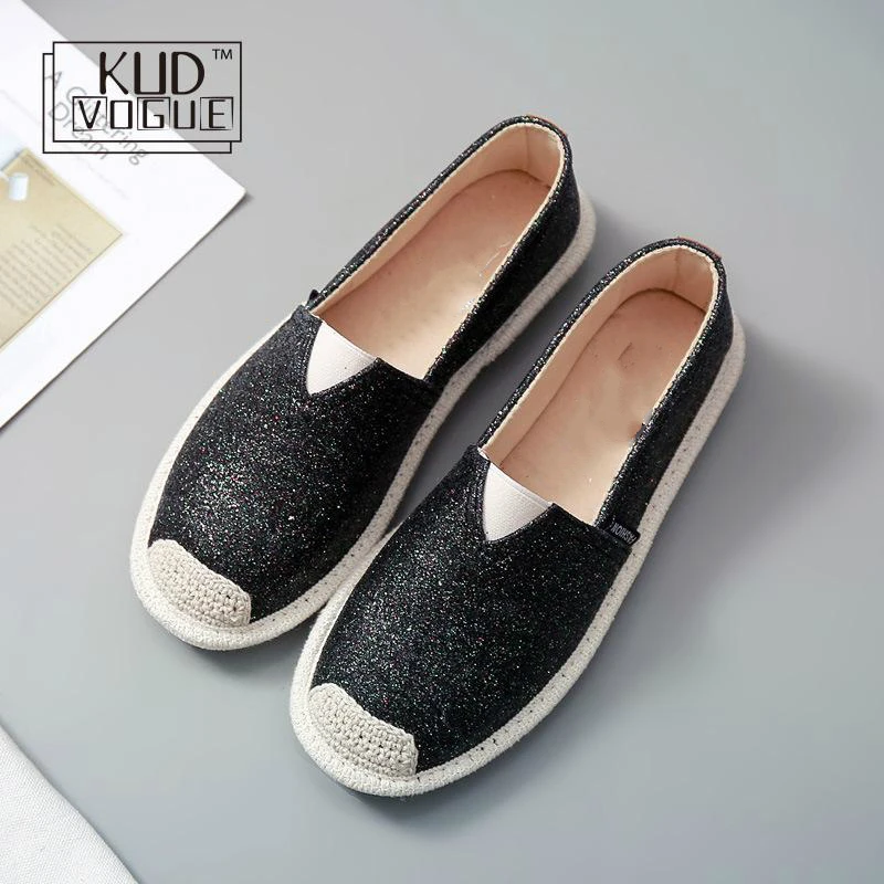 Женские лоферы с блестками Сезон весна Золотистая обувь на плоской подошве