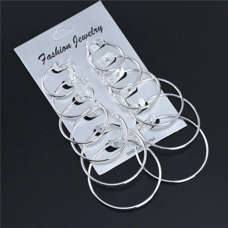 Набор из 6 штук геометрических сережек для женщин большие сережки среднего и