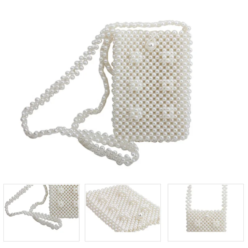 

Imitation Pearl Beaded Evening Bag Mini Hand-woven Shoulder Crossbody Bag Women Handbag Purse Beauty Women's Purse Cartera Mujer