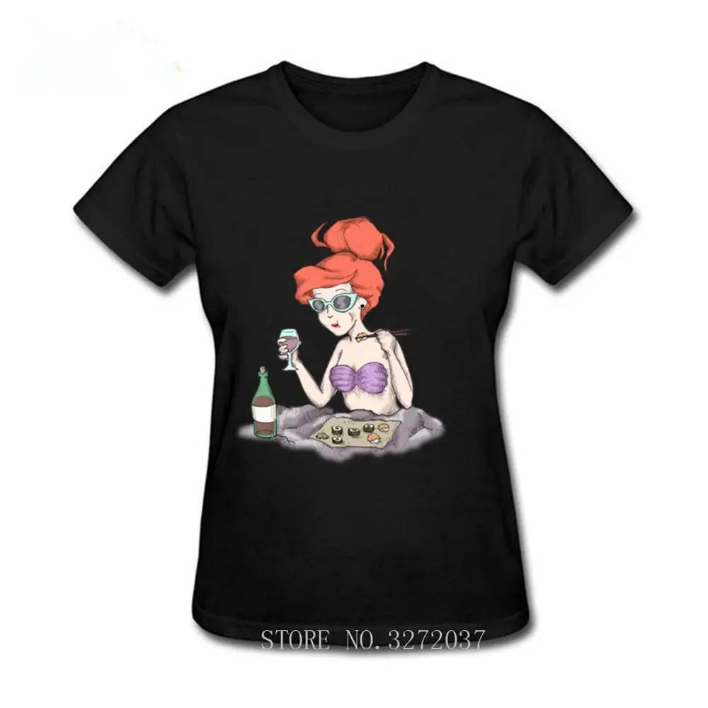 Суши брейк пивная Футболка женская черная хлопковая футболка с короткими