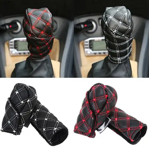 

Car Faux Leather Gear Shift Knob Cover Hand Brake Cover Sleeve 2 in 1 Set Professional Car Interior Shift Knob Cover