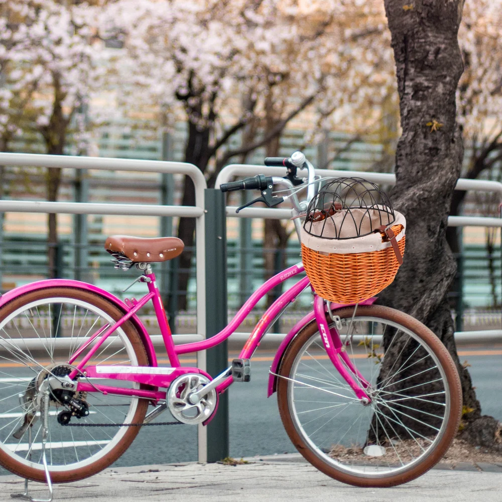 

1PC Multi-purpose Bike Basket Bike Wicker Woven Storage Basket Bike Pet Basket