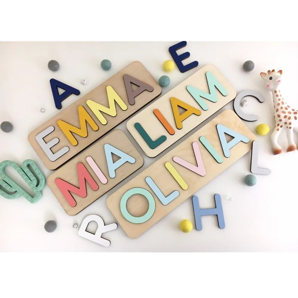 Деревянный образовательный пазл с именем на заказ детский праздник ручной