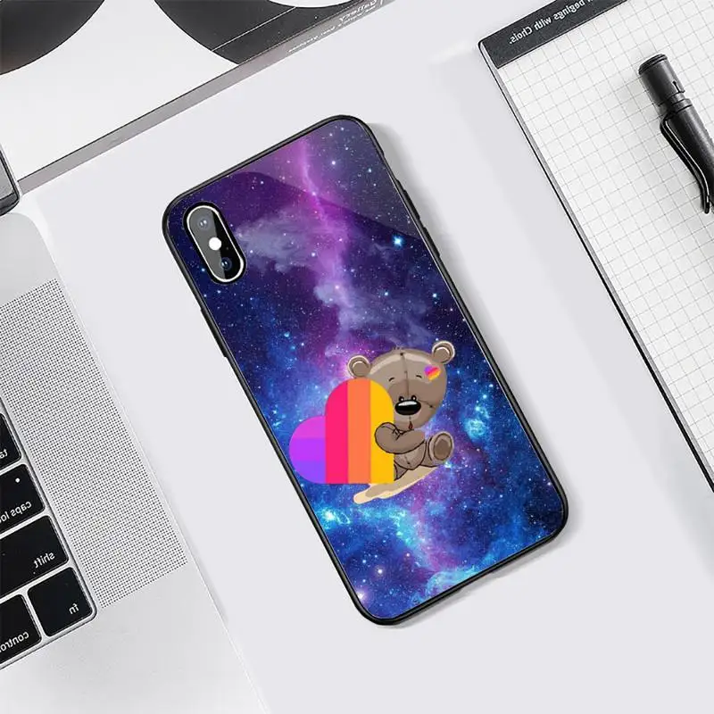 

likee cute cat animal Starry sky Phone Case Tempered glass For iphone 5C 6 6S 7 8 plus X XS XR 11 PRO MAX