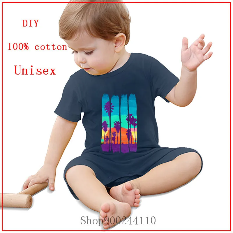 Винтажные кисти Майами пляжное летнее закат Печать Боди для малышей