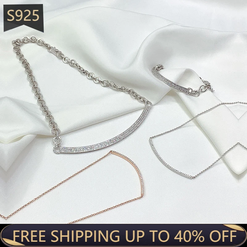 

925 Sterling Silver Adjustable Necklace Bracelets Europe And America Temperament Trend Wild Luxury Brand Zircon Monaco Jewelry