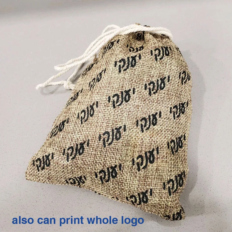 Изготовленный на заказ из натурального льна подарочные пакеты для украшений 8x10