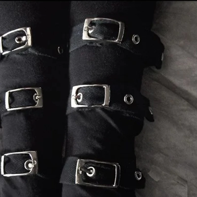 

Women Punk Black Ninja Mittens 2021 Dark Lady Gothic Adjustable Eyelet Ribbon Buckle Cargo Gloves Elbow Fingerless Cool Glove