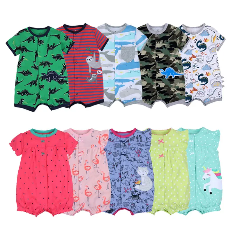 Для маленьких мальчиков и девочек Одежда для младенцев Комбинезон с короткими