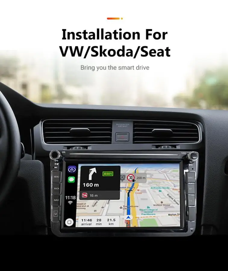 2din hd 8inch car radio android car video player gps wifi bluetooth navigation for volkswagen passat skoda car stereo free global shipping