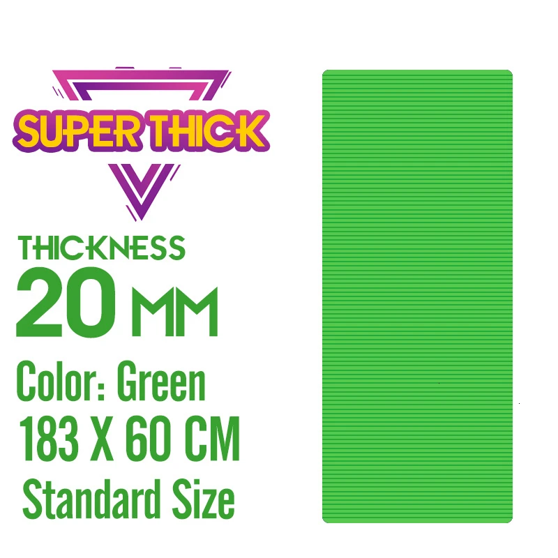 Thick 20mm 183X60cm 1830*610*20 мм толстый нескользящий коврик для йоги, мягкий коврик для спортзала, пилатеса, складной коврик для бодибилдинга, тренажеры для фитнеса, сделай сам - Цвет: Thick 20mm 183X60cm