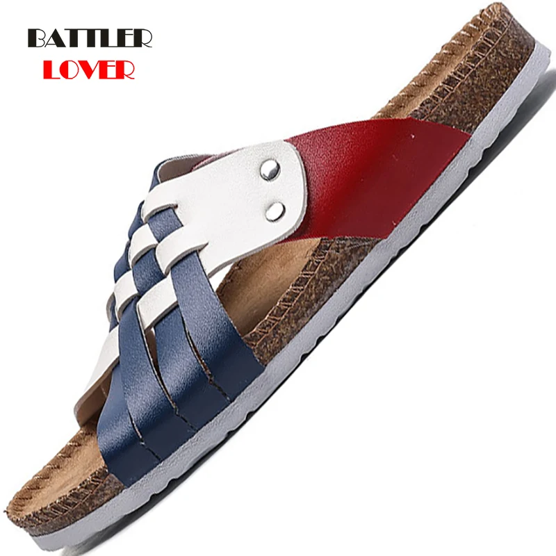 

Summer Men's Cow Suede Leather Mule Clogs Slippers High Quality Soft Cork Handmade Slides Footwear For Men Women Unisex 35-45