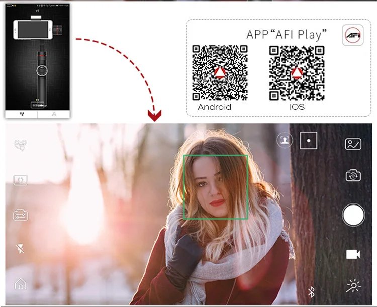 AFI V5 3-осевой ручной шарнирный стабилизатор для камеры Gopro смартфон для iPhone Xs Max Xr X, 8 Plus, 8, 7, 6 samsung S9 S8 Gopro экшн Камера