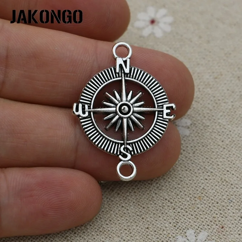 

10ps Antique Silver Plated Compass Connectors for Jewelry Making Bracelet Findings Accessories DIY Handmade Craft 25mm