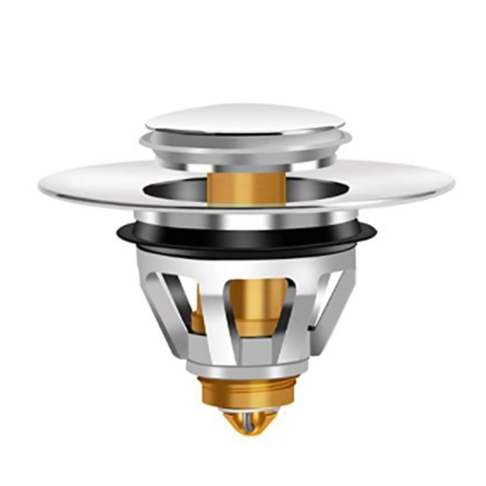 

Thicken Press Type Drain Filter Anti Clogging Basin Durable Practical Easy Install Bathroom Sewer Hair Catcher Kitchen Sink