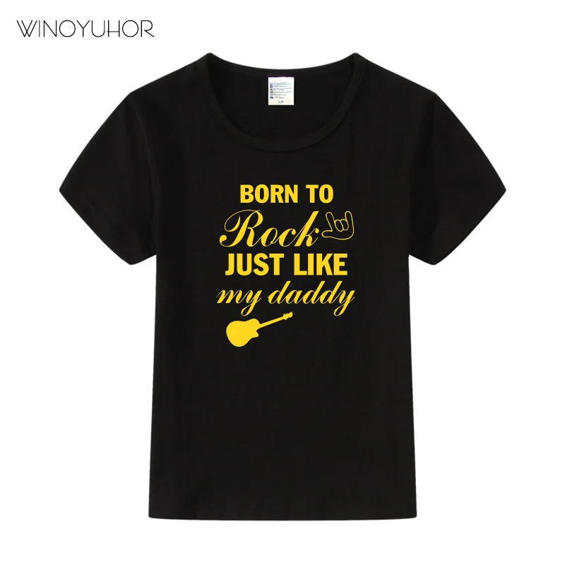 

Футболка с надписью «Born To Rock», как мой папа, летняя футболка с коротким рукавом для маленьких мальчиков, детские футболки для девочек, топы