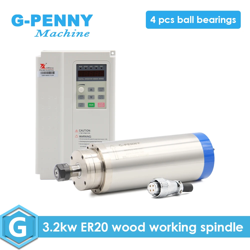 

g-penny 3.2kw wood working spindle kit 4 pcs ceramic ball bearings water cooled spindle & Fuling 3.7kw inverter VFD