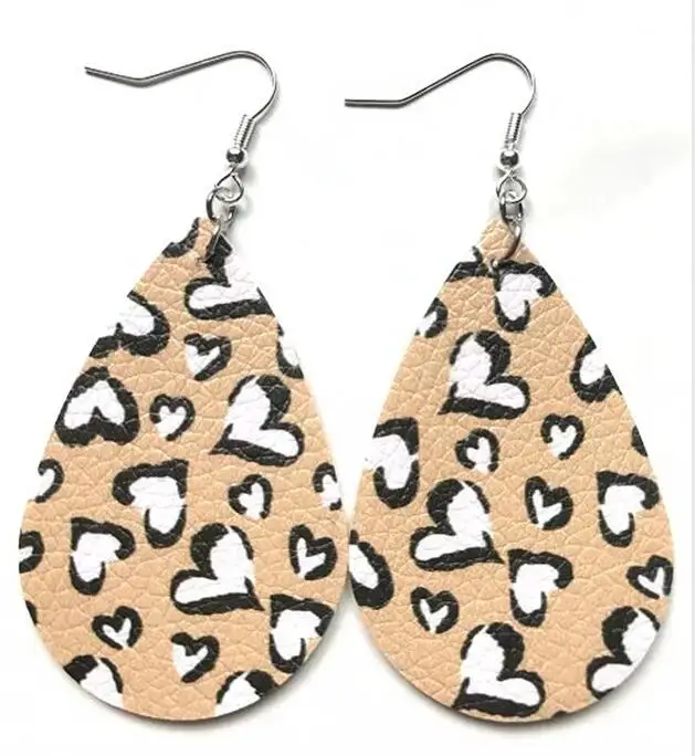 2019 love Heart Faux Leather Earrings for woman Cute Creative Earring wholesale | Украшения и аксессуары