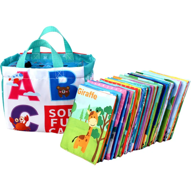 

26 PCS Montessori Early Learning Resources Educational Zoo Series Soft Alphabet Cards Cloth Bag Cloth Books My First Word Book