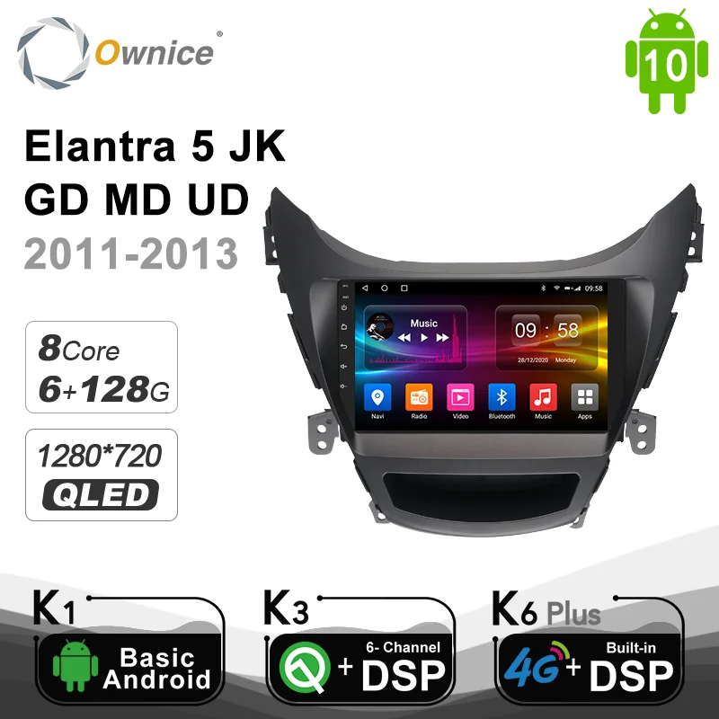 Автомобильный радиоплеер Ownice Android 10 0 4G LTE SPDIF для Hyundai Elantra 5 JK GD MD UD 2011-2013 2014 2015 DVD gps 6