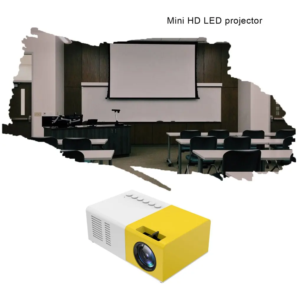 Портативный проектор 3D HD светодиодный домашний кинотеатр 1080p HDMI USB аудио Yg300 Мини