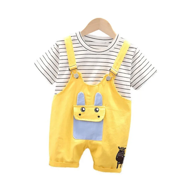 

New Summer Baby Girl Clothes Children Cute T-Shirt Overalls 2Pcs/Sets Toddler Sport Casual Costume Boys Clothing Kids Tracksuits
