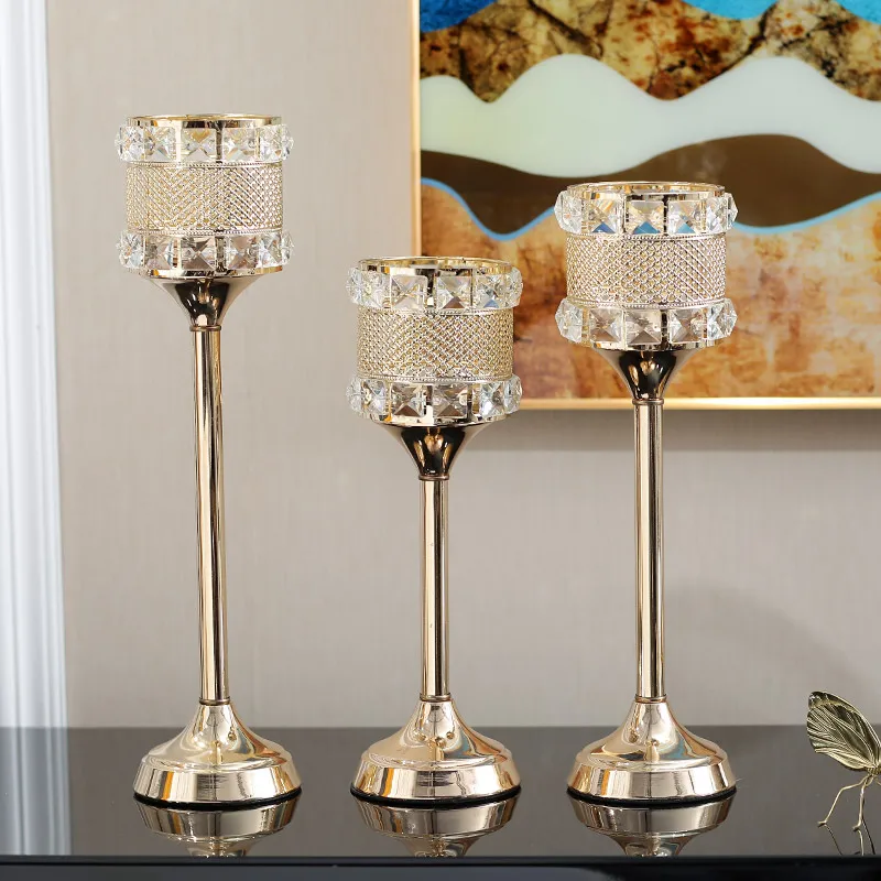 Настольный подсвечник хрустальный металлический золотой роскошный