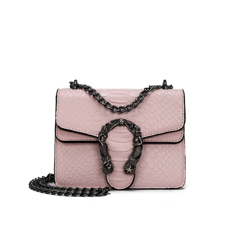 Pink Short Сумки на плечо из кожи аллигатора с цепочкой для женщин, женские сумки известного бренда, роскошные Брендовые женские кошельки на плечо и сумки с клапаном - Цвет: Pink Short