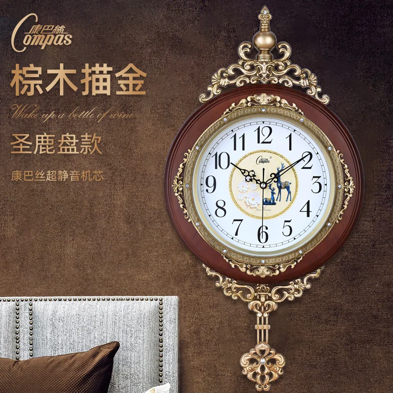 

Vintage Metal Wall Clock Pendulum Creative Nordic Clocks Swing Living Room Silent Home Decor Vintage Digital Antique Wall Clock