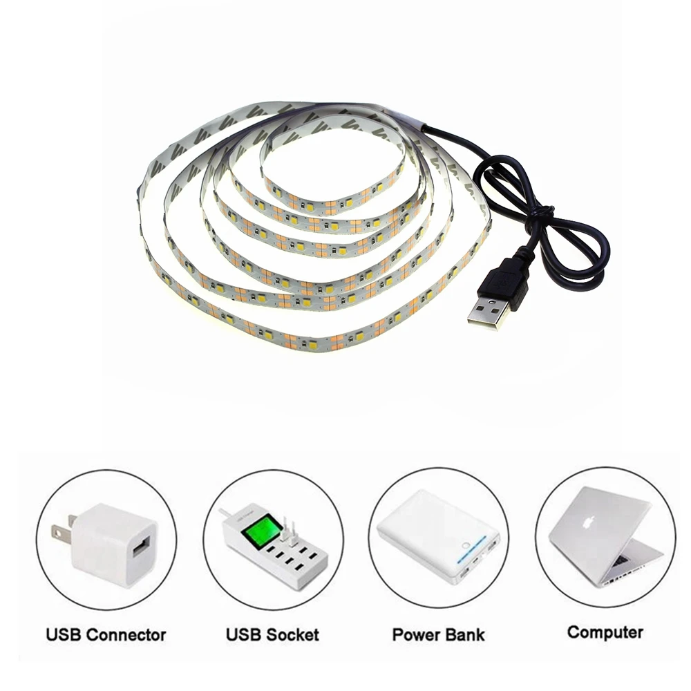 Сменная Светодиодная лента SMD2835 RGB USB 50 см 1 м 2 3 4 5 | Лампы и освещение
