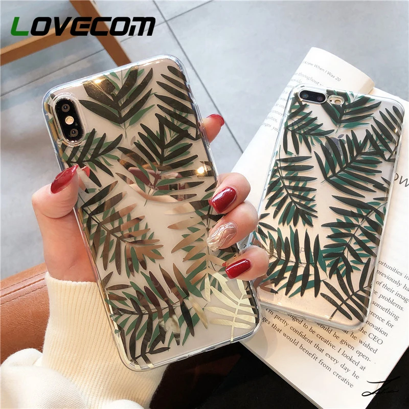 Чехол для телефона LOVECOM Gold Bronzing Flower Leaf iPhone 12 Mini 11 Pro Max XR XS 7 8 Plus X Мягкий силиконовый