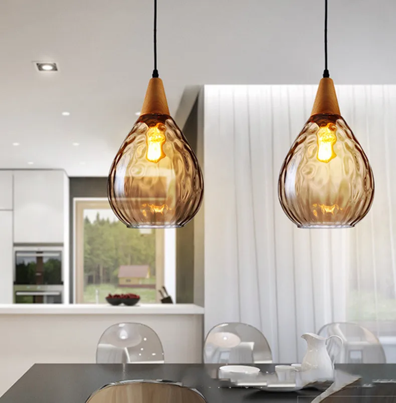 Скандинавская креативная домашняя люстра стеклянная цветная лампа в форме капли