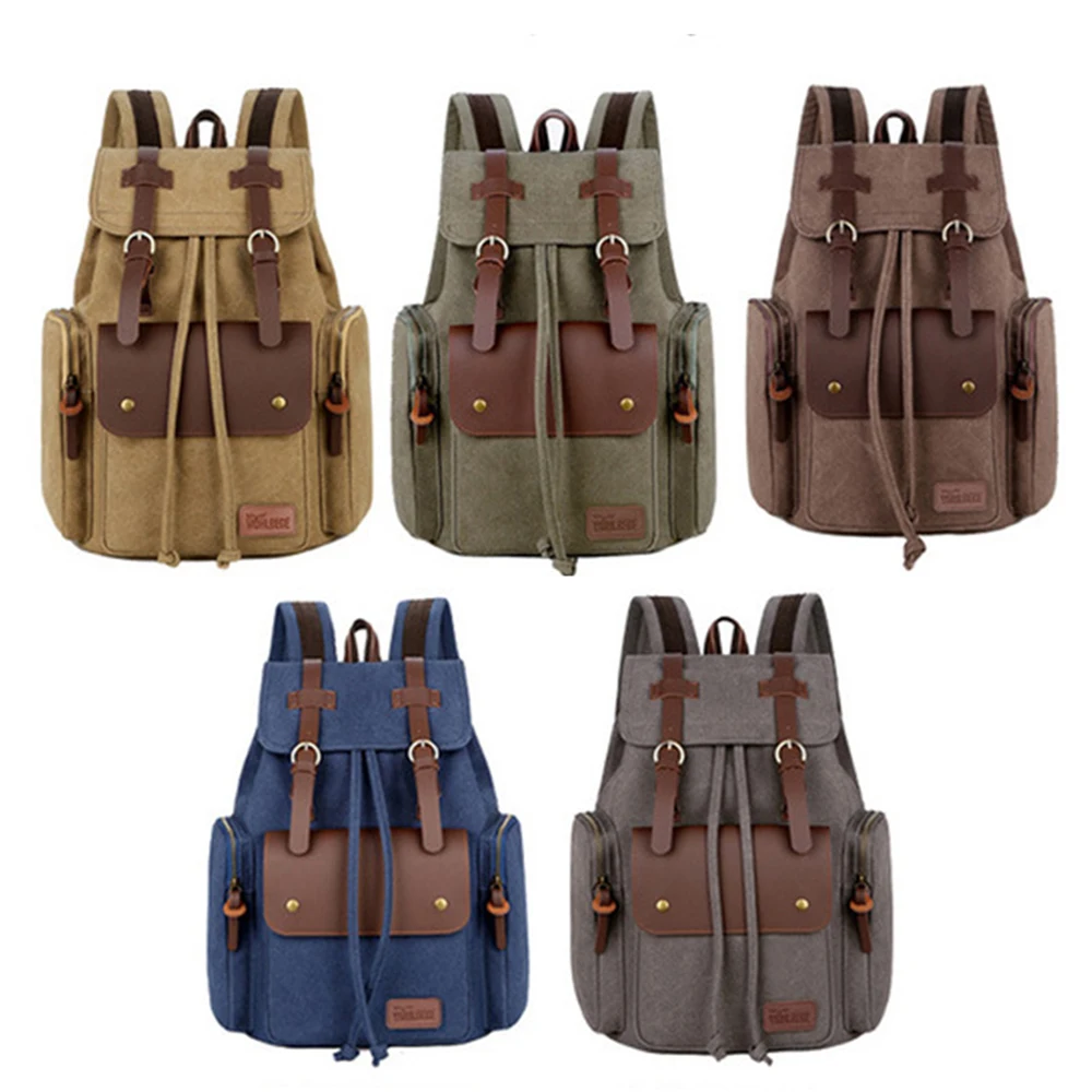 

2021 Men Travel Backpack Male High Quality Canvas Leather Rucksacks Casual Laptop Bags Large Capacity Vintage Schoolbag XA716ZC